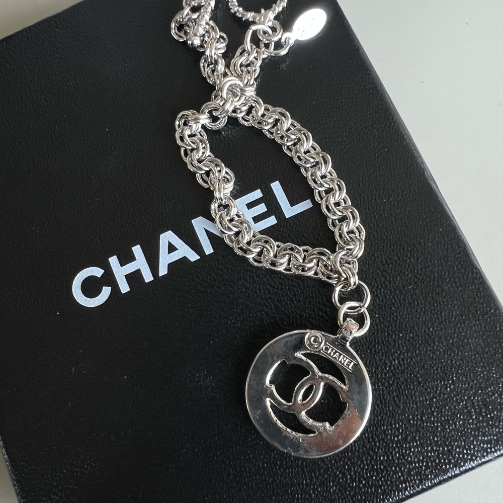 Chanel Authentic Silver CC Logo Bracelet